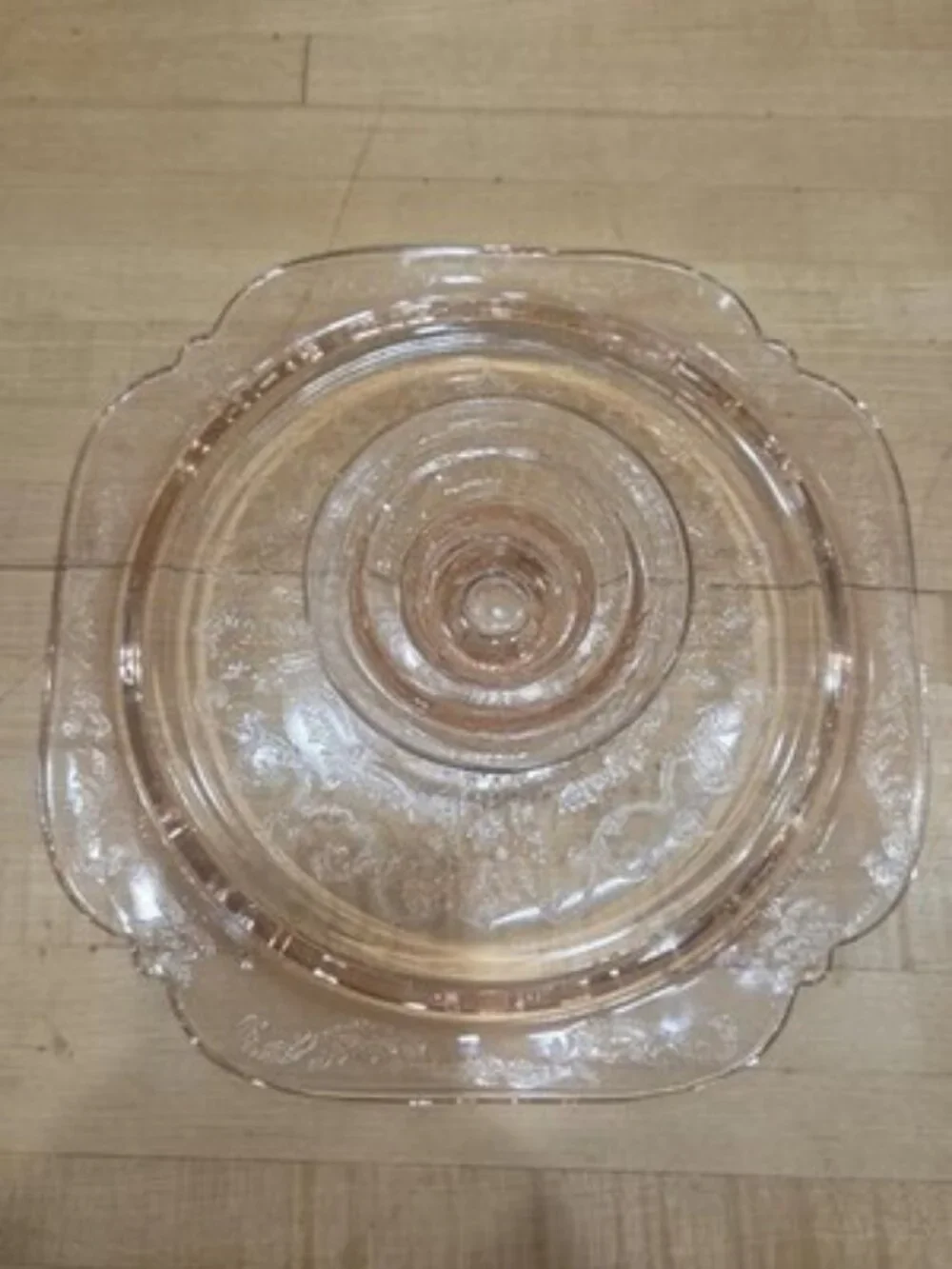 Vintage Indiana Glass Recollection Pink Madrid Pedestal Cake Stand 10.25